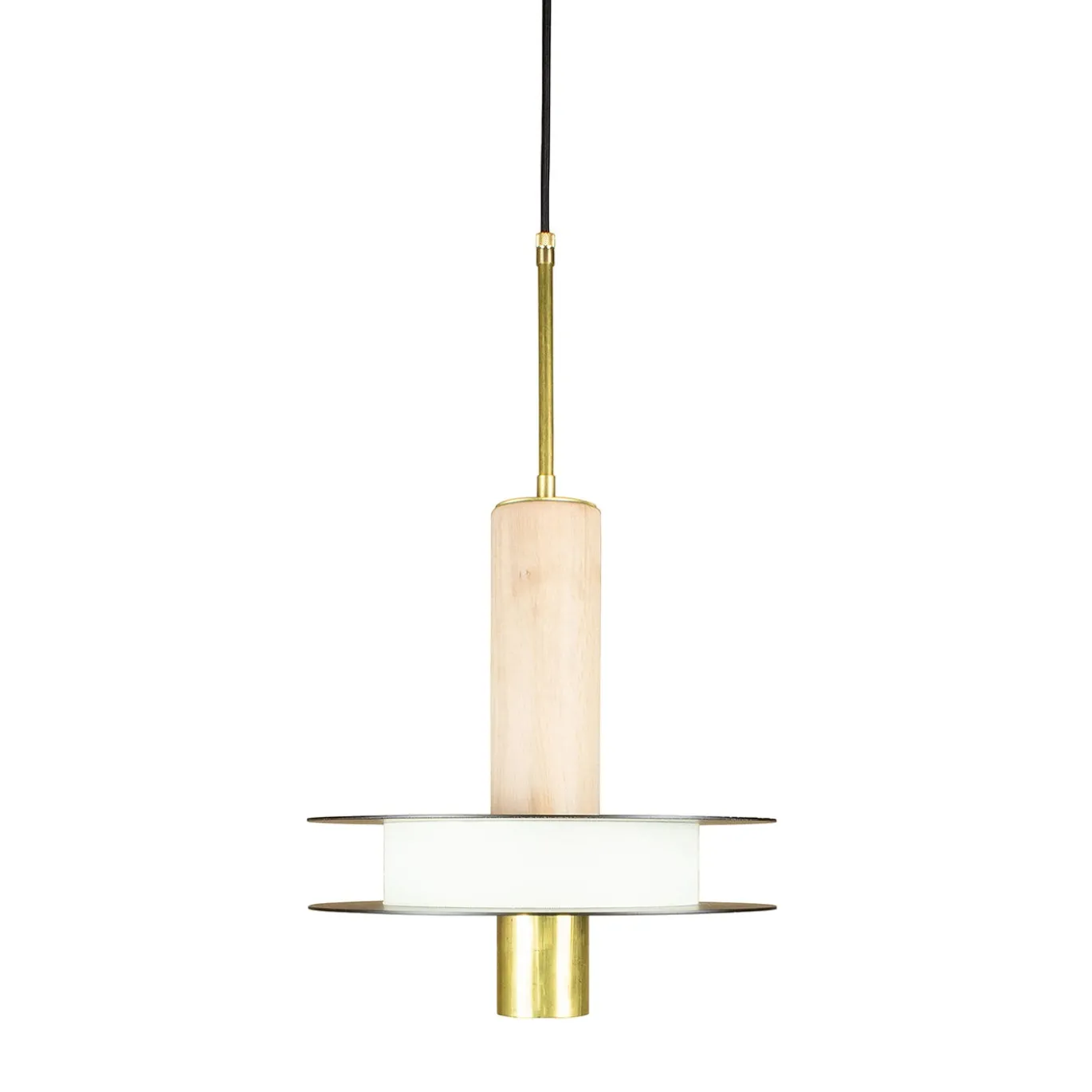Lampada a sospensione Oriente in ottone e legno
