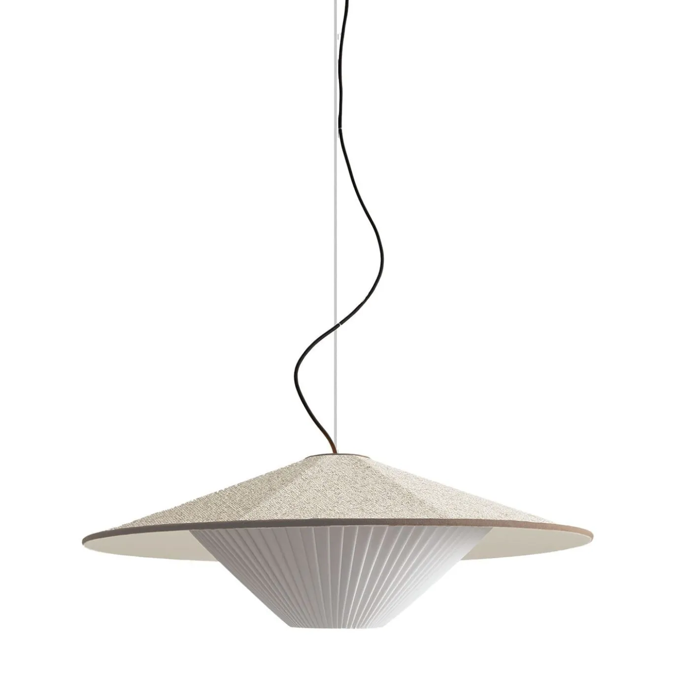 Lampada a Sospensione Otto 70 in Seta Bianco Ecru