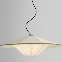 Lampada a Sospensione Otto 70 in Seta Bianco Ecru