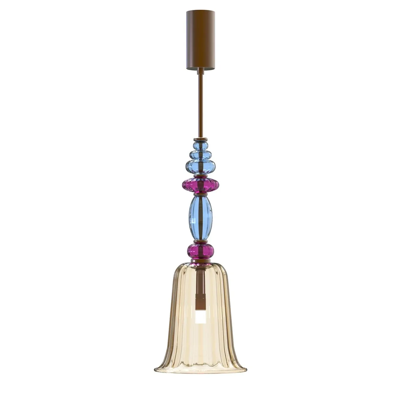 Lampada a sospensione Querini a 1 luce in vetro di Murano color Fumè, rubino e blu chiaro