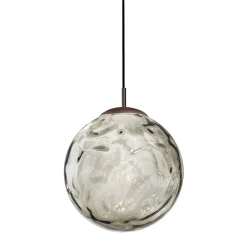 Lampada a sospensione Riflessi media in vetro fumé e finitura brunita