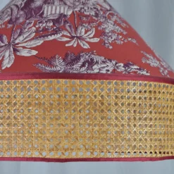 Lampada a sospensione Safari Red con paglia di Vienna