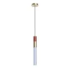 Lampada a sospensione Sbàrlusc Mini in vetro rosso e ottone champagne di Isacco Brioschi