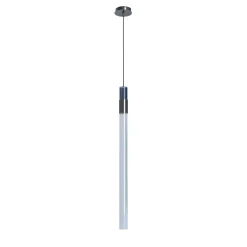 Lampada a sospensione Sbàrlusc in vetro indigo fumé e ottone Gunmetal di Isacco Brioschi