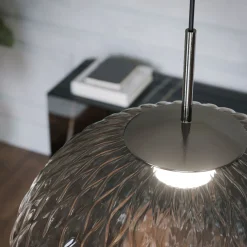 Lampada a sospensione sferica in vetro fumé trasparente Venice Moon