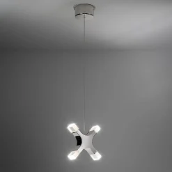 Lampada a sospensione singola Galaxy in nichel bianco