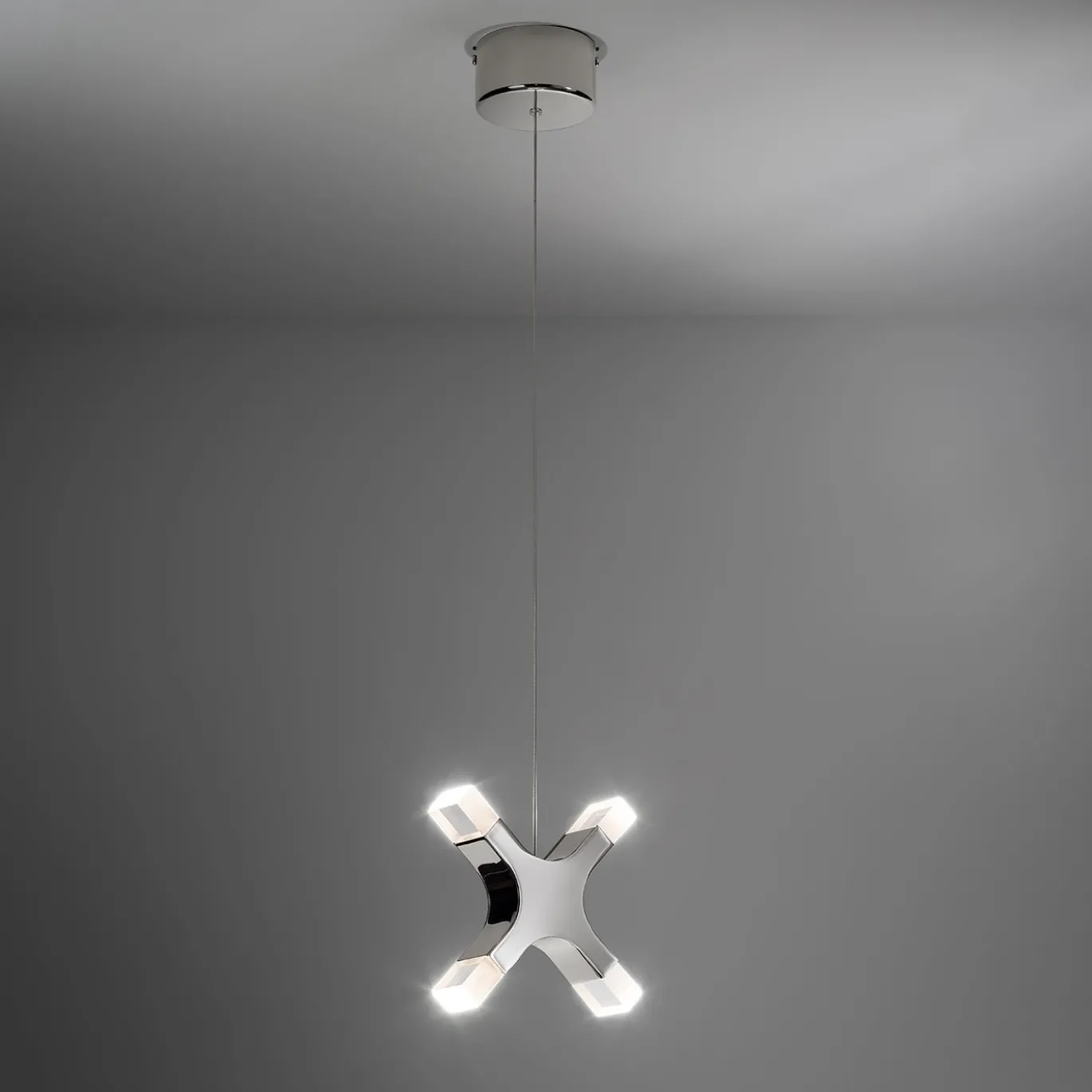 Lampada a sospensione singola Galaxy in nichel bianco