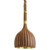 Lampada a sospensione smerlata in ceramica marrone