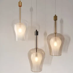 Lampada a sospensione Soffio in doppio vetro effetto oro #1