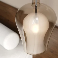 Lampada a sospensione Soffio in doppio vetro effetto bronzo #1