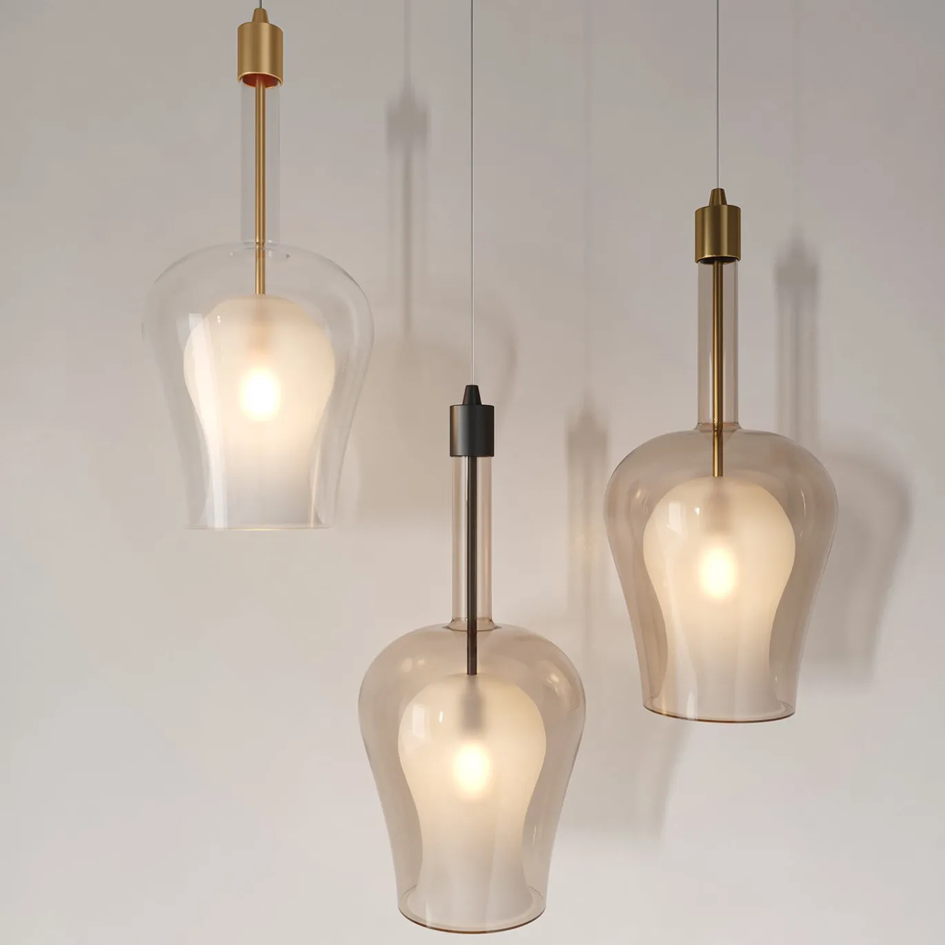 Lampada a sospensione Soffio in doppio vetro effetto bronzo #2