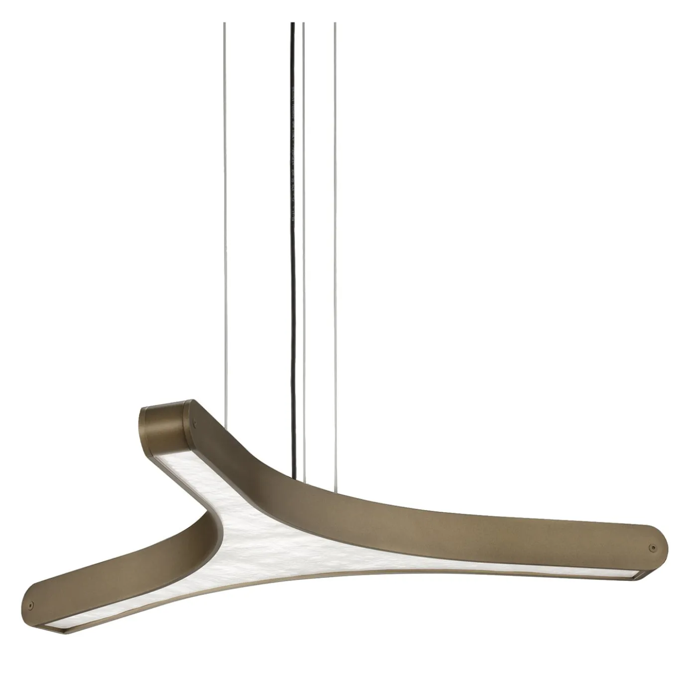 Lampada a sospensione triangolare in alluminio bronzo Pegaso S1
