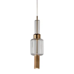 Lampada a Sospensione UNO+ con Vetro Trasparente in Bronzo #1