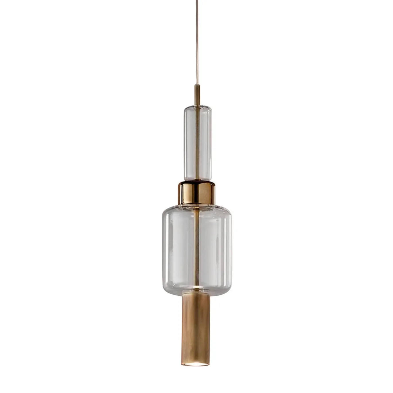 Lampada a Sospensione UNO+ con Vetro Trasparente in Bronzo #1