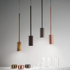Lampada a sospensione UNO+ in vetro borosilicato effetto bronzo #1