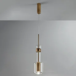 Lampada a sospensione UNO+ in vetro borosilicato effetto bronzo #1