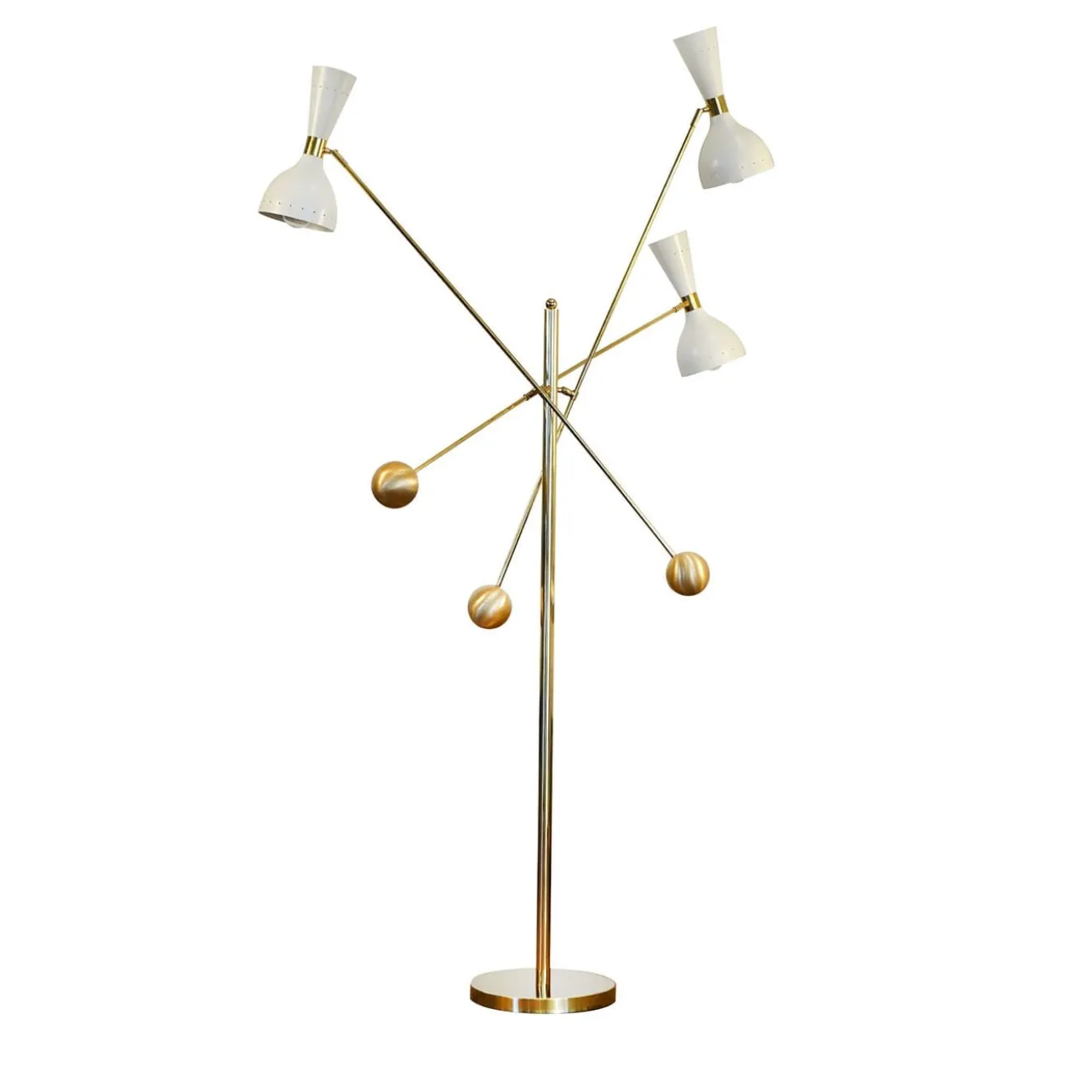 Lampada Contrappeso Terra a tre bracci in Ottone