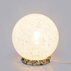 Lampada Crown in vetro di Murano bianco opalino