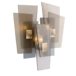 Lampada da muro Sliver a 3 luci in ottone spazzolato e vetro