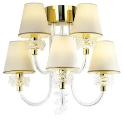 Lampada da parete a 5 luci con fiori di vetro