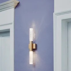 Lampada da parete a 2 luci in ottone e cristallo Mikado