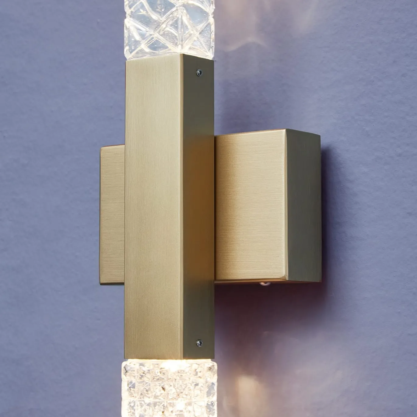 Lampada da parete a 2 luci in ottone e cristallo Mikado