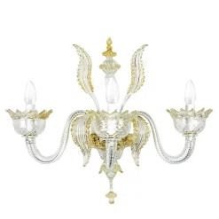 Lampada da parete a 3 luci in vetro di Murano Classics