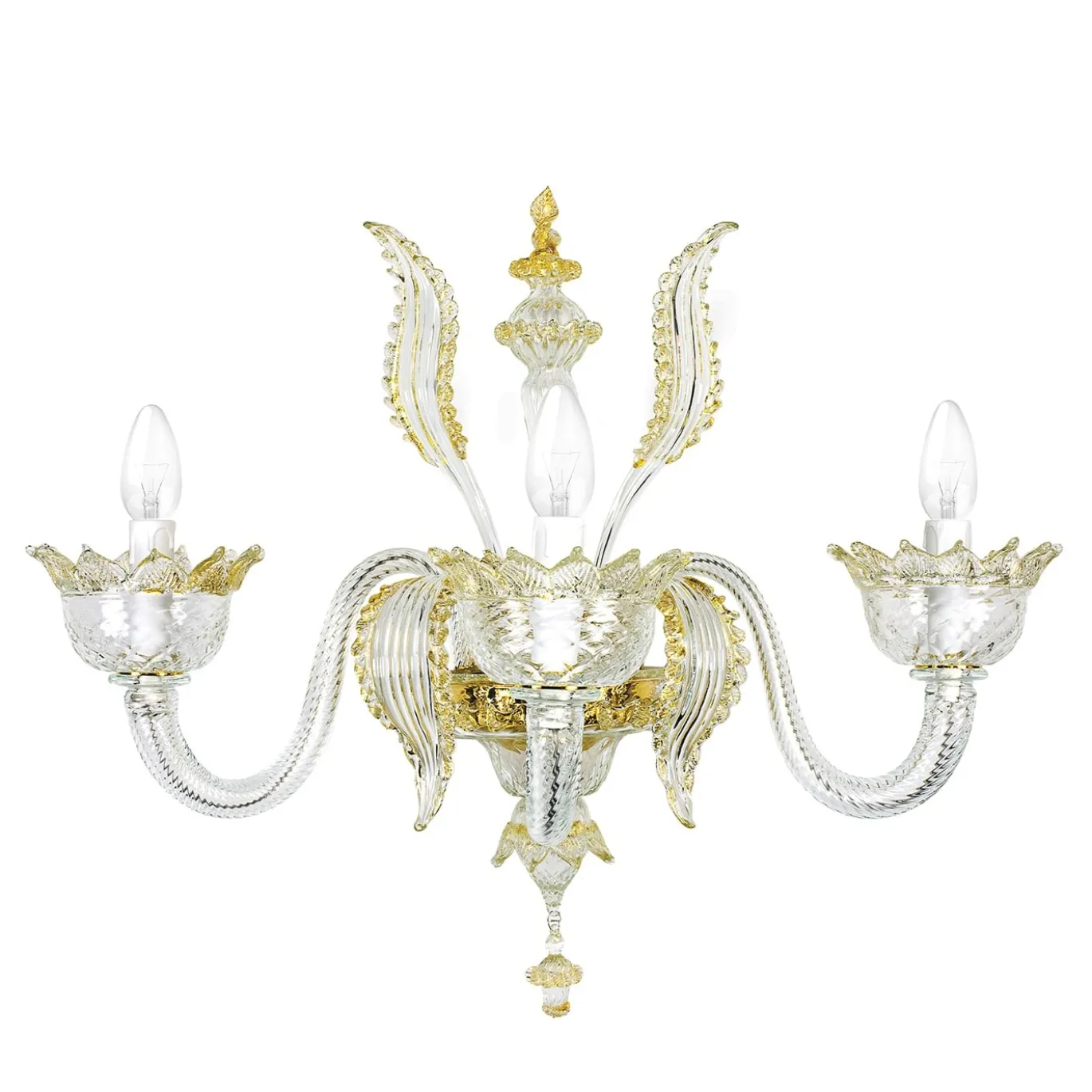 Lampada da parete a 3 luci in vetro di Murano Classics