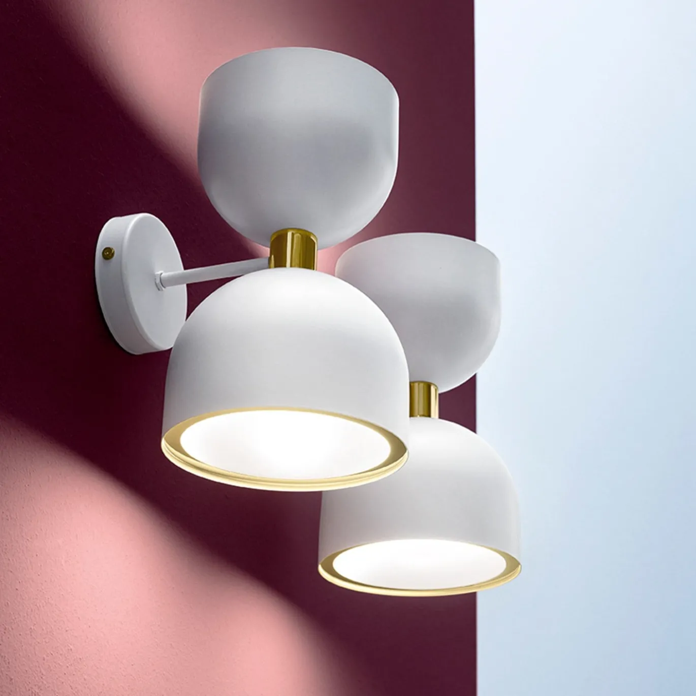 Lampada da parete bianca a 2 luci Clessidra di Matteo Zorzenoni