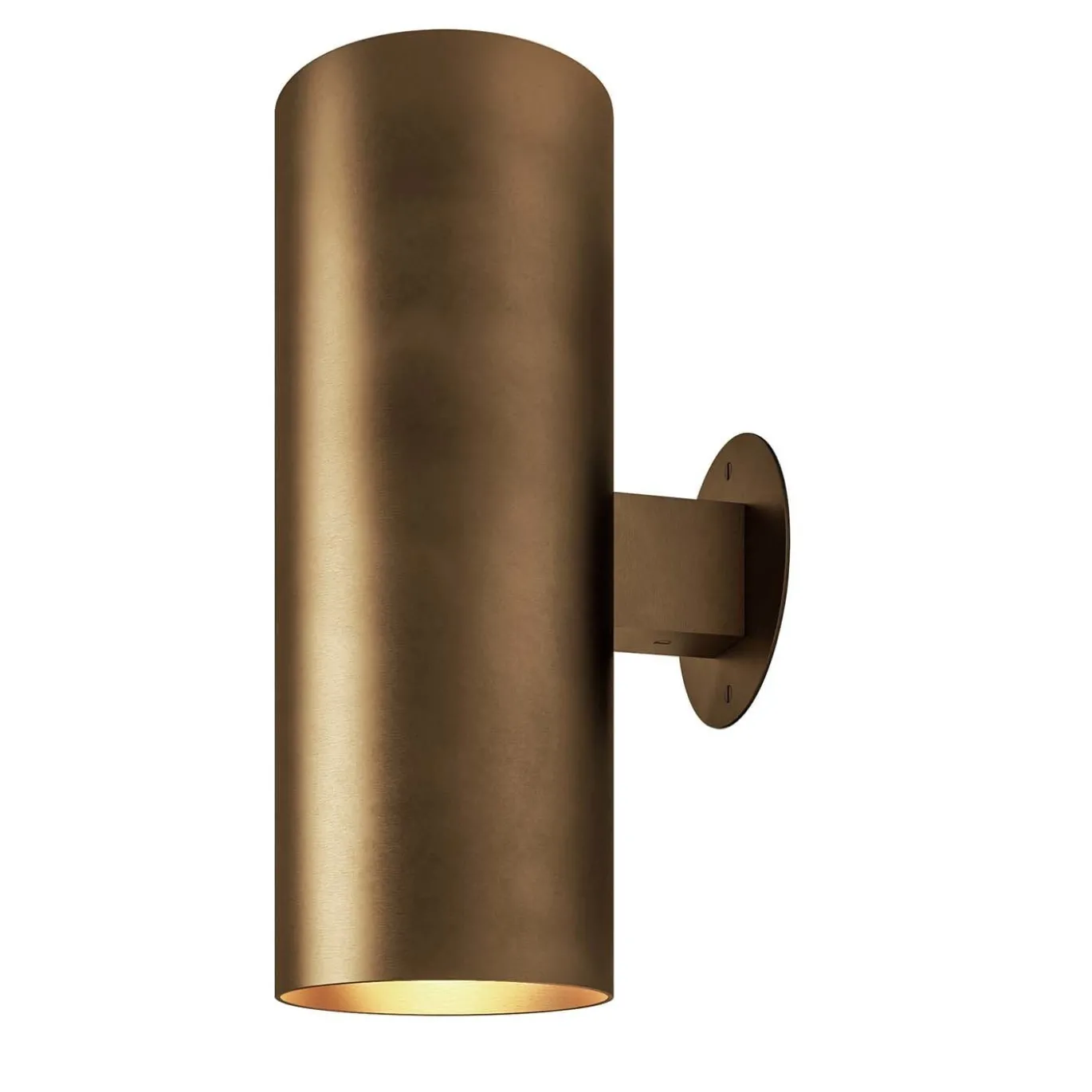 Lampada da Parete Cilindro Sunshine d150 in Ottone Bronzo Chiaro di Marco Pollice