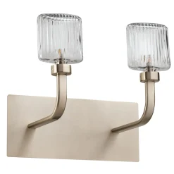 Lampada da parete Crystal Cup in cristallo trasparente con struttura in metallo spazzolato