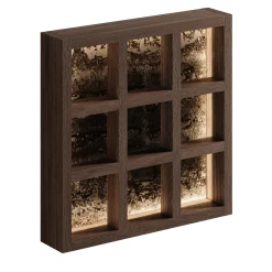 Lampada da parete Grille in rovere wengé e travertino titanio