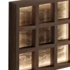 Lampada da parete Grille in rovere wengé e travertino