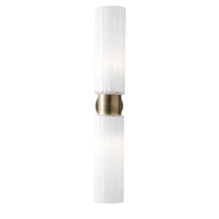 Lampada da parete in ottone e vetro bianco