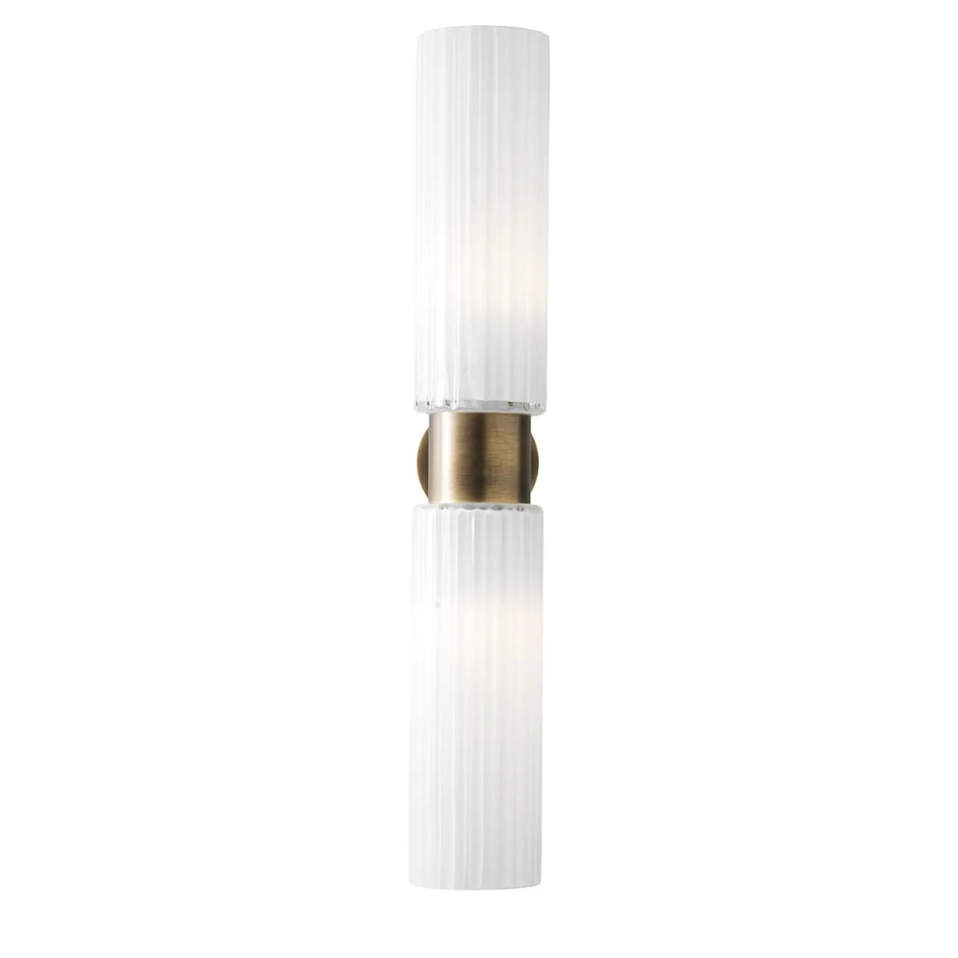 Lampada da parete in ottone e vetro bianco