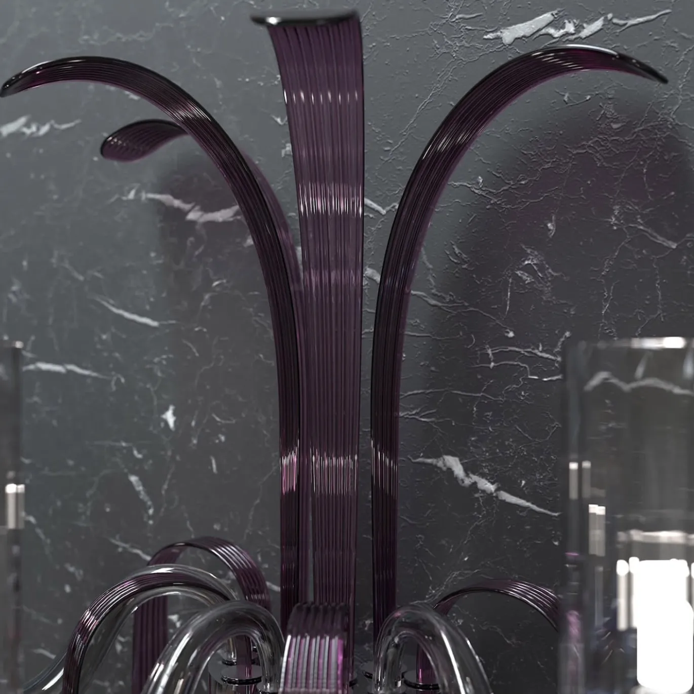 Lampada da parete Leonardo a 3 luci in vetro di Murano color grigio e viola