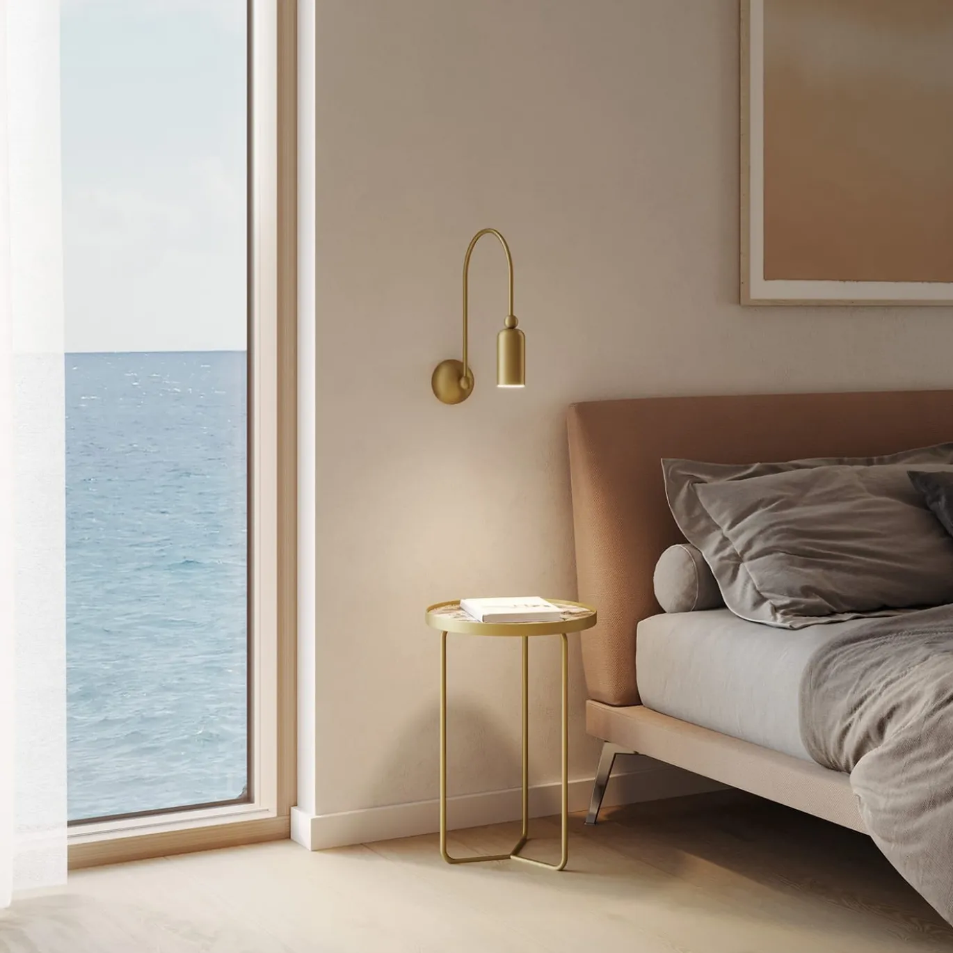 Lampada da parete Madame in ottone naturale