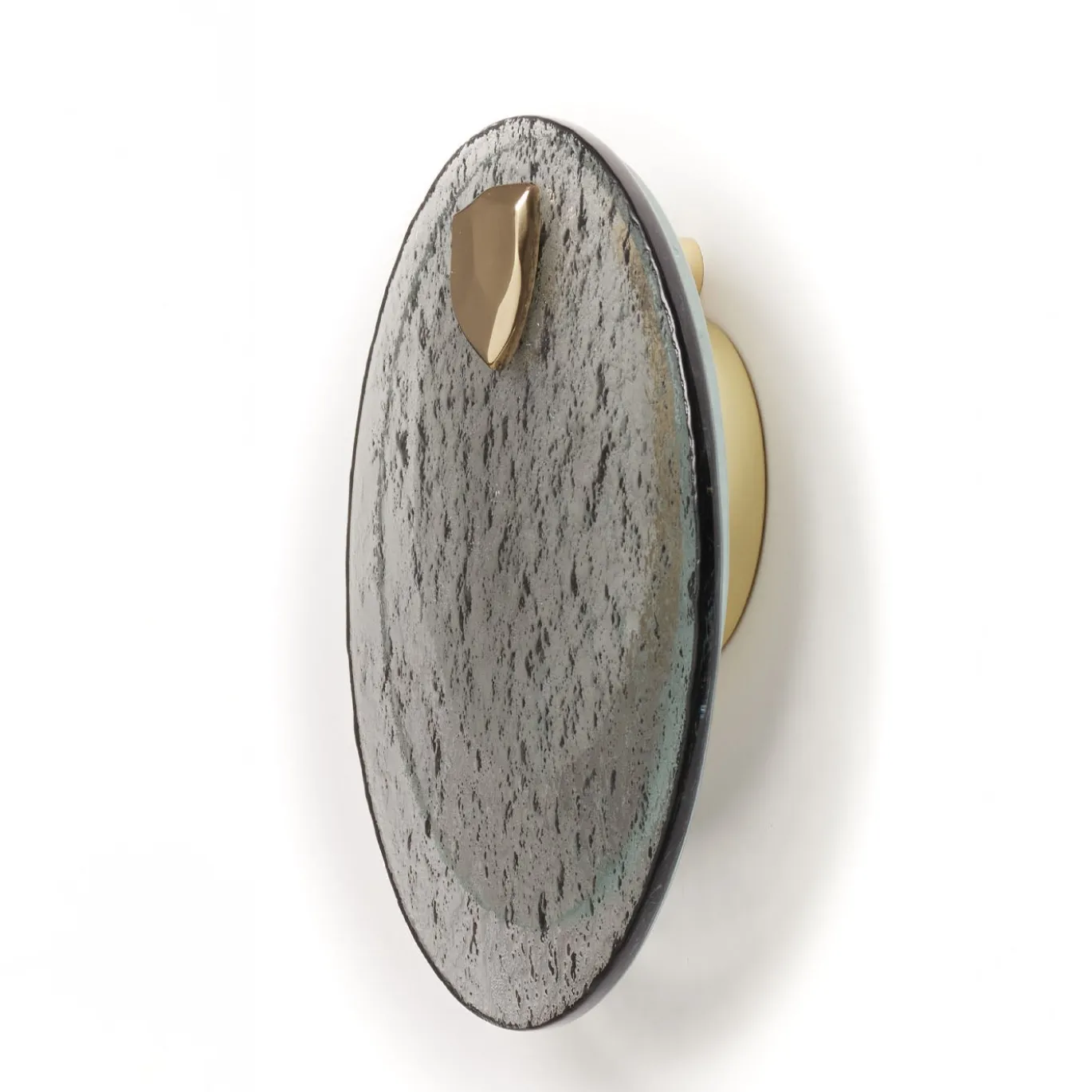 Lampada da parete Obsidian Shield in vetro grigio