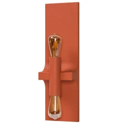 Lampada da parete Walcott Twin in pelle arancione