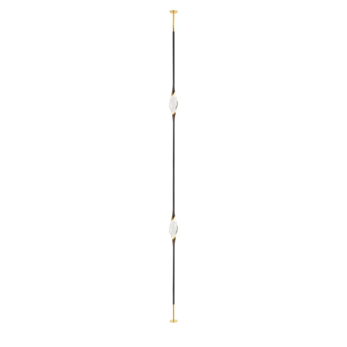 Lampada da pavimento a soffitto Il Pezzo 12 in ottone con finitura nera e dorata a 2 luci