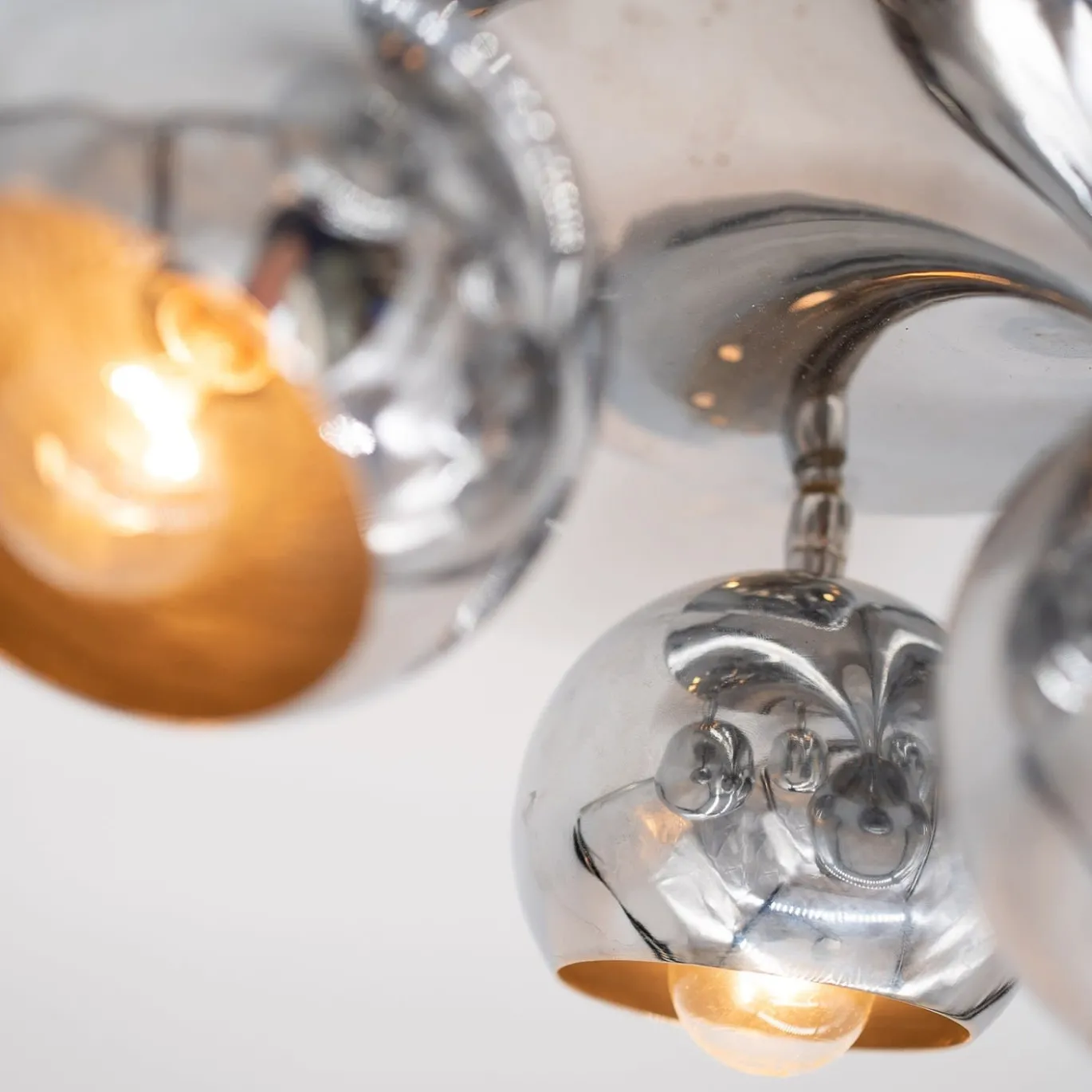 Lampada da soffitto a 4 luci 1960 Reggiani cromata