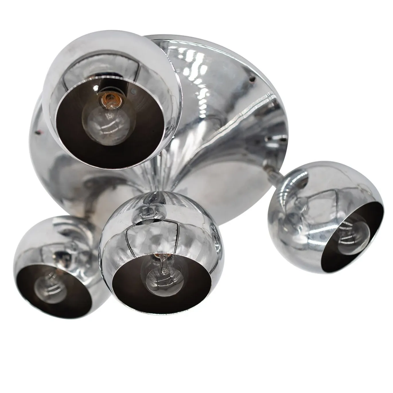 Lampada da soffitto a 4 luci 1960 Reggiani cromata