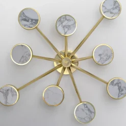 Lampada da soffitto Costellazione Asimmetrica a 9 luci in Ottone e Marmo