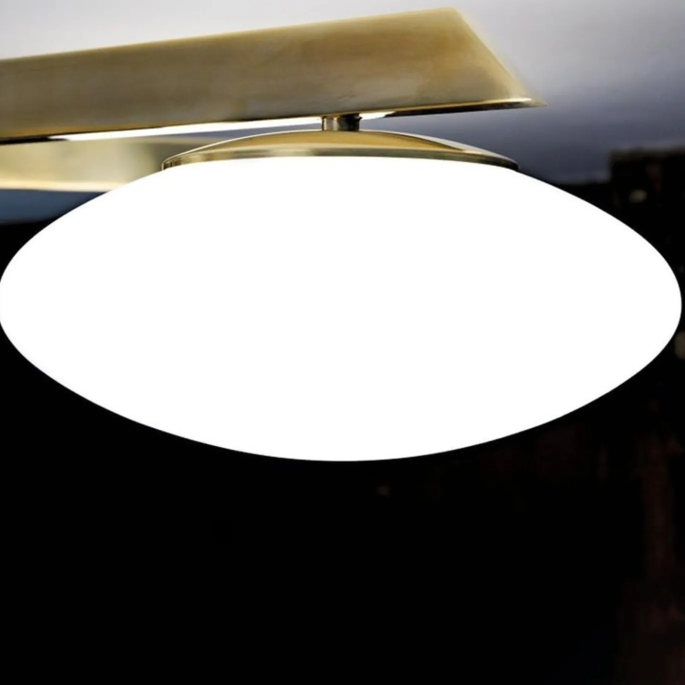 Lampada da soffitto Flush-Mount in Ottone e Vetro con 6 bracci