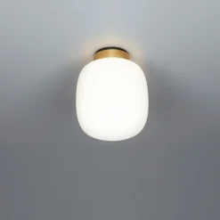 Lampada da soffitto Legier in vetro opale con finitura oro