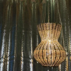 Lampada da soffitto Oman in vimini intrecciato placcato in metallo