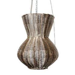 Lampada da soffitto Oman in vimini intrecciato placcato in metallo