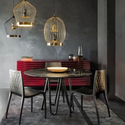 Lampada da soffitto Twee T. in metallo dorato di Jack Phipps