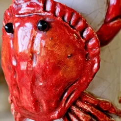 Lampada da Tavolo a Forma di Bottiglia in Ceramica Policroma con Granchio