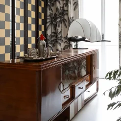 Lampada da tavolo Afrodite in legno di mare e cotone